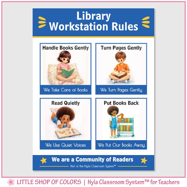 Regeln für den Bibliotheksarbeitsplatz Lehrer-Anke Poster (Von Creator hochgeladen)