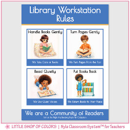 Regeln für den Bibliotheksarbeitsplatz Lehrer-Anke Poster