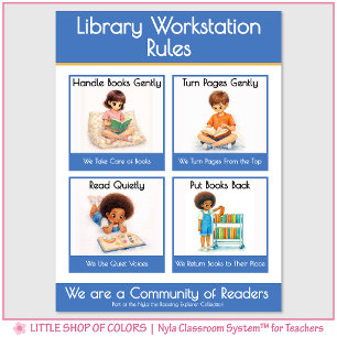 Regeln für den Bibliotheksarbeitsplatz Lehrer-Anke Poster