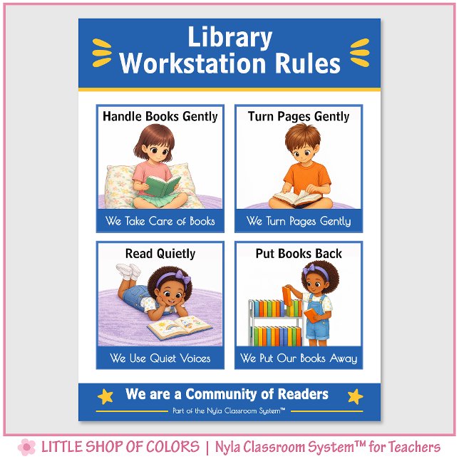Regeln für den Bibliotheksarbeitsplatz Lehrer-Anke Poster (Von Creator hochgeladen)