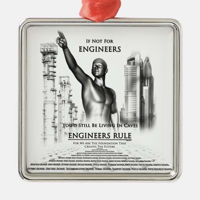 Regeln für Ingenieure Silbernes Ornament (Vorne)