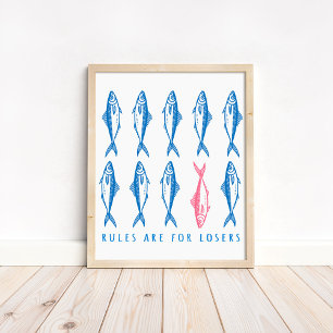 "Regeln sind für Verlierer" Lustige Boho-Küsten-Wa Poster