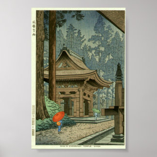 Regen am Enryakuji-Tempel Shin Hanga Druck Poster