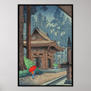 Regen am Enryakuji Temple Asano Takeji shin hanga Poster