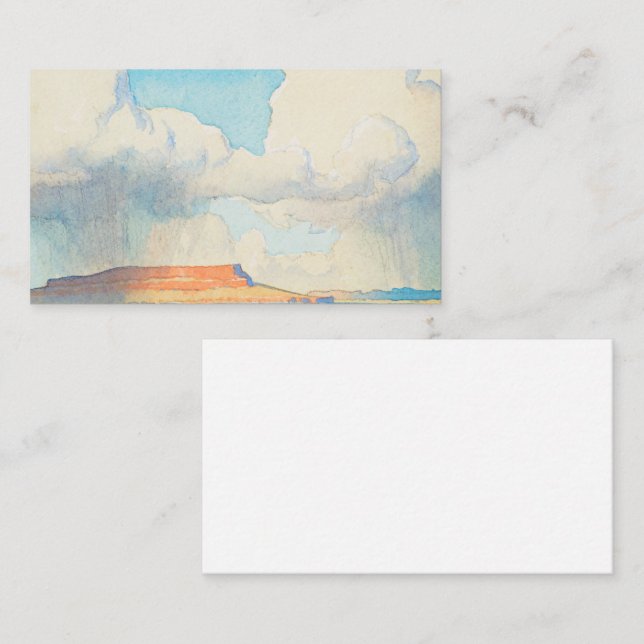 Regen auf dem Mesa, 1945 von Maynard Dixon Visitenkarte (Vorne/Hinten)