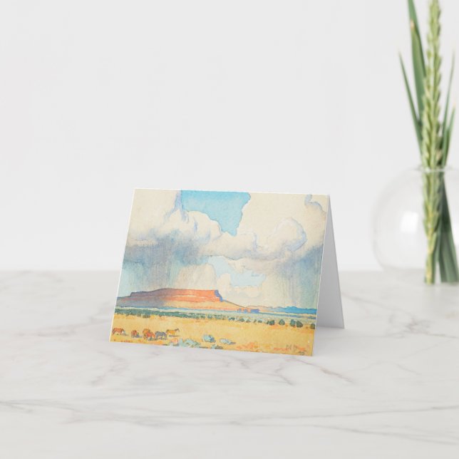 Regen auf dem Mesa von Maynard Dixon Dankeskarte (Vorderseite)