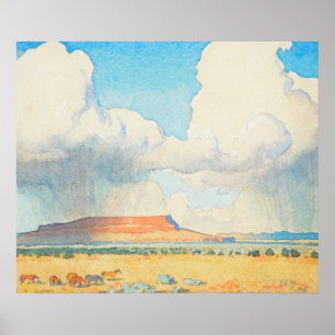 Regen auf dem Mesa von Maynard Dixon Poster