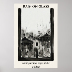 Regen auf Glas — Sumi-e-Tusche-Waschung Poster