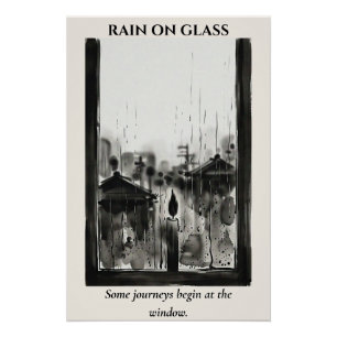 Regen auf Glas — Sumi-e-Tuschwaschung Poster