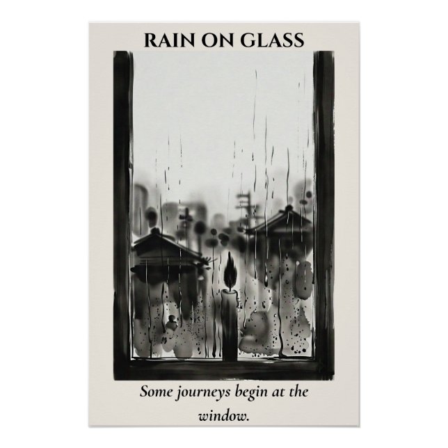 Regen auf Glas — Sumi-e-Tuschwaschung Poster (Vorderseite)