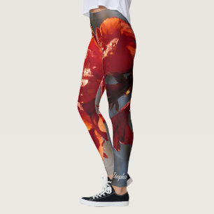 Regen bei orangefarbenen Blume Personalisiert Leggings