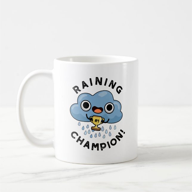Regen Champ Funny Weather Rain Cloud Puff Kaffeetasse (Links)