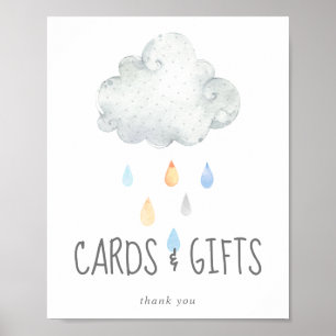 Regen Cloud Boy Baby Shower Cards und Geschenksign Poster