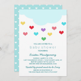 Regen Cloud & Hearts | Einladung der Babydusche