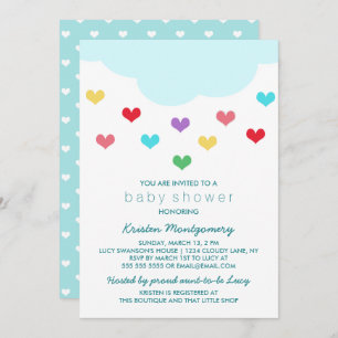 Regen Cloud & Hearts   Einladung der Babydusche