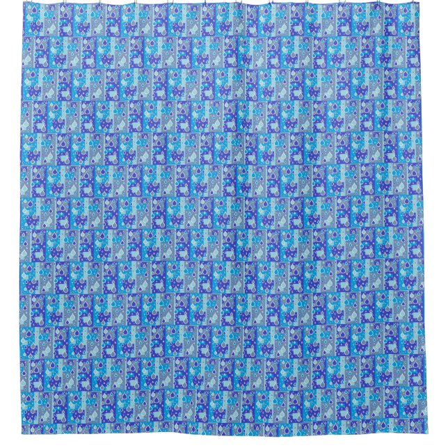 Regen fällt April Duschen Multi Blue Design Duschvorhang (Vorderseite)