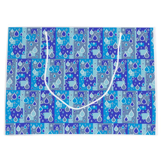 Regen fällt April Duschen Multi Blue Design Große Geschenktüte (Vorderseite)