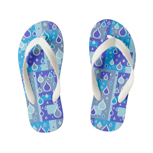 Regen fällt April Duschen Multi Blue Design Kinderbadesandalen (Fußbett)