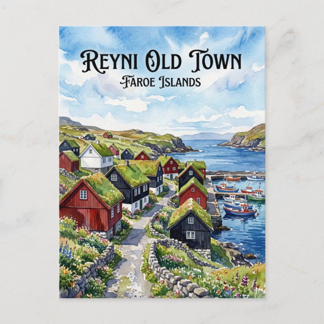 Regen Färöer-Inseln Postkarte (Vorderseite)