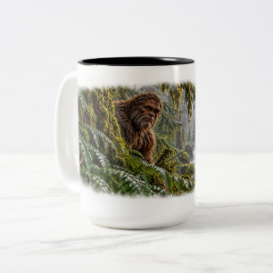 Regen in den Immergrünen Bigfoot Zweifarben-Tasse Zweifarbige Tasse
