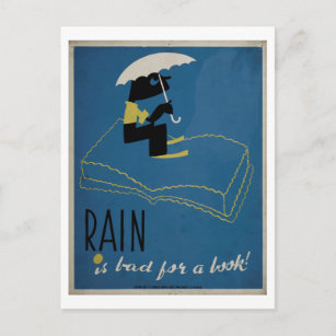 Regen ist schlecht für das Buch Vintage Poster Postkarte