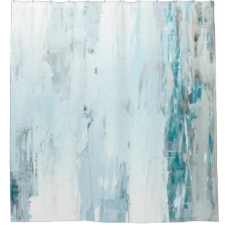 "Regen lässt" aquamarine und beige abstrakte Kunst Duschvorhang