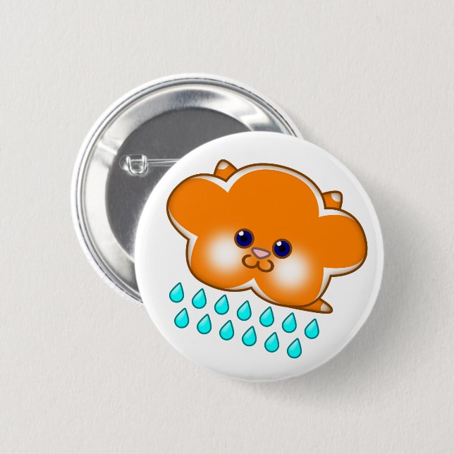 Regen Orange Tabby Cat Cloud - Button (Vorne & Hinten)