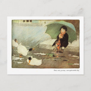 Regen, Regen geh weg Kinderreim Postkarte