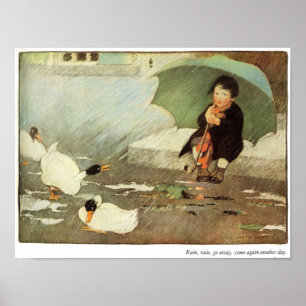 Regen, Regen weg Kinderzimmer Rhyton Print Poster