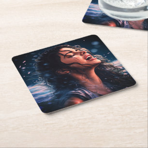 Regen singen rechteckiger pappuntersetzer