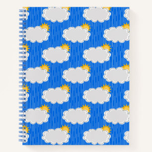 Regen Sonnenschein Wolken Muster Design Blau Notizbuch