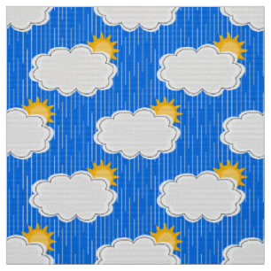 Regen Sonnenschein Wolken Muster Design Blau Stoff