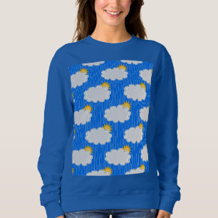 Regen Sonnenschein Wolken Muster Design Blau Sweatshirt