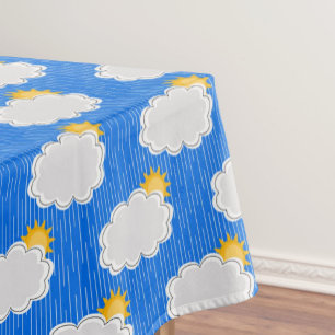 Regen Sonnenschein Wolken Muster Design Blau Tischdecke