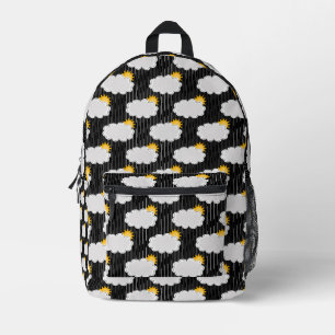 Regen Sonnenschein Wolken Muster Design Schwarz Bedruckter Rucksack