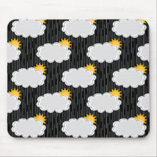 Regen Sonnenschein Wolken Muster Design Schwarz Mousepad