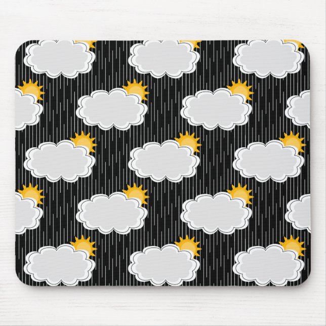 Regen Sonnenschein Wolken Muster Design Schwarz Mousepad (Vorne)