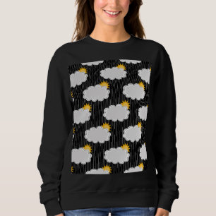 Regen Sonnenschein Wolken Muster Design Schwarz Sweatshirt