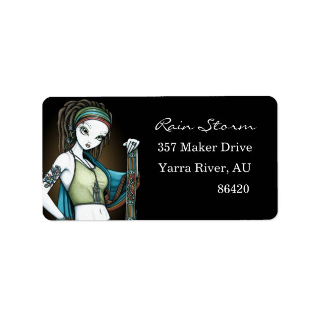 "Regen", Stammesfürst, Regen, Aborigine-Fee Adressaufkleber (Vorne)