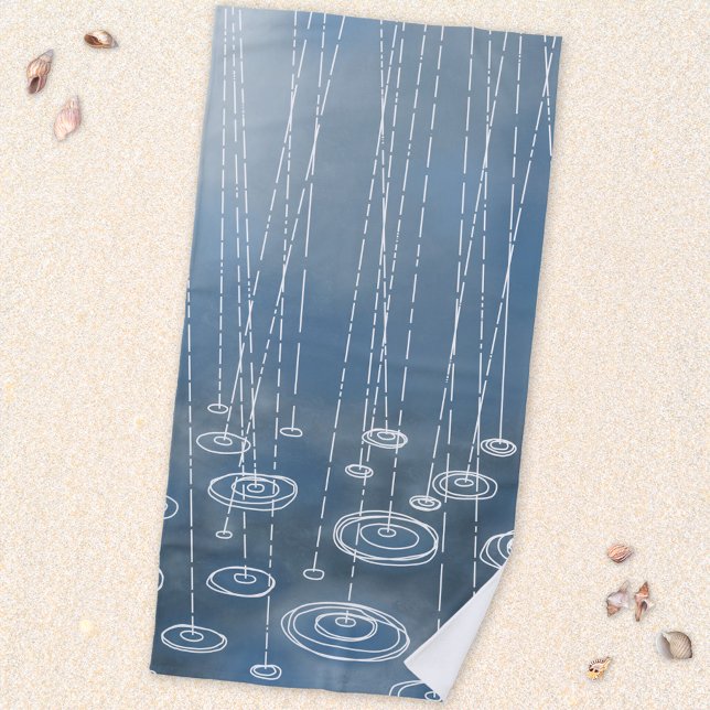 Regen Strandtuch (Rainy Weather art blue and white fun beach towel)