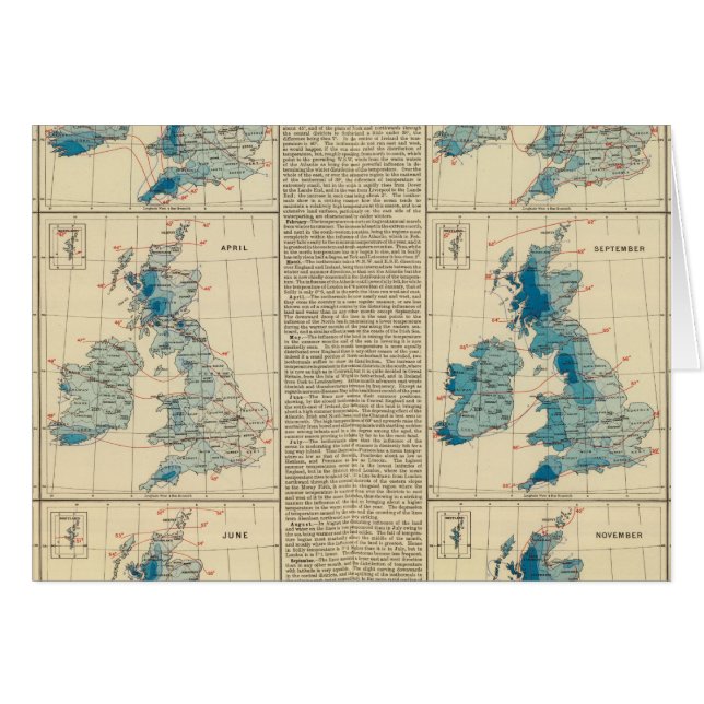 Regen, Temperatur, Britische Inseln (Vorderseite (Horizontal))