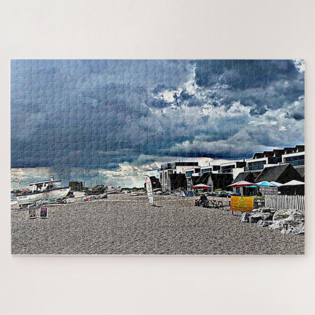 Regen über Hythe Fisherman's Beach Puzzle (Horizontal)