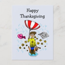 Regen und windige Tage. Happy Thanksgiving Postcar Postkarte