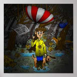 Regen und windiger Herbst Poster