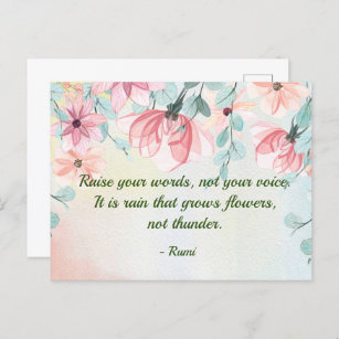 Regen wächst Blume Rumi Zitat Postkarte