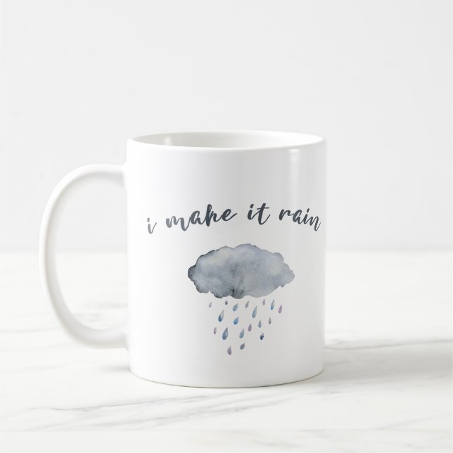 Regen-Wolken-Kunst mit Zitat "ich lasse es regnen" Tasse (Links)