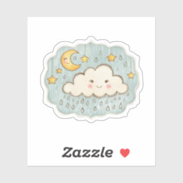 Regenabend am Himmel mit Mond und Sternen Aufkleber
