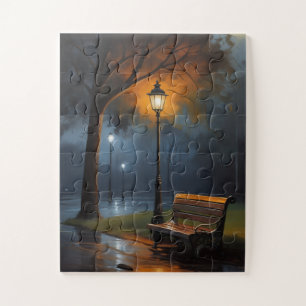 Regenbank im Park bei Nacht – Cinematic Emotional Puzzle