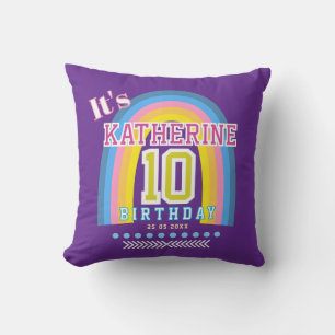 Regenbogen 10. Geburtstag Lila Kissen