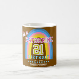 Regenbogen 21 Geburtstag Braun Kaffeetasse